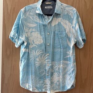 Tommy Bahama Blue and White Tropical Shirt